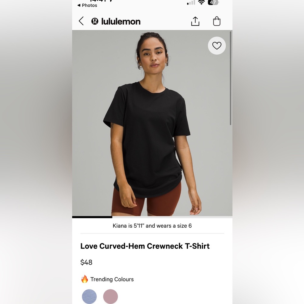 lululemon athletica Black Love Curved-Hem Crewneck T-Shirt